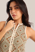 Sleeveless cotton printed short vest